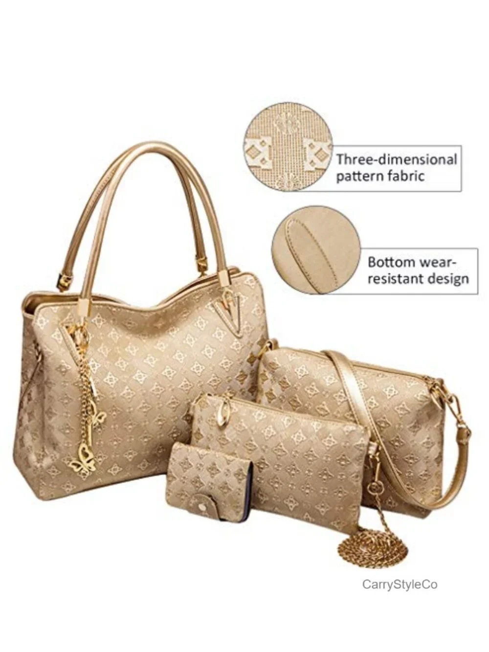 4 Piece PU Leather Handbag Set Tote Shoulder Bag Wallet Card Holder